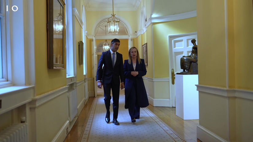 Italian Prime Minister Giorgia Meloni visits Rishi Sunak at 10 Downing Street